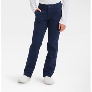 Cat & Jack Girls Navy Blue Straight Leg School Uniform Pants Reinforced Knee 16